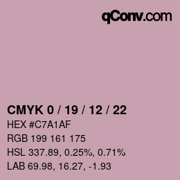 カラーコード: CMYK 0 / 19 / 12 / 22 | qconv.com