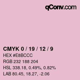 カラーコード: CMYK 0 / 19 / 12 / 9 | qconv.com