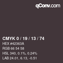 カラーコード: CMYK 0 / 19 / 13 / 74 | qconv.com