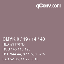 Color code: CMYK 0 / 19 / 14 / 43 | qconv.com