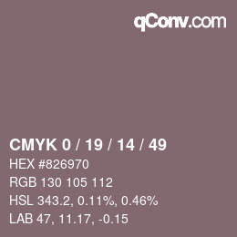 カラーコード: CMYK 0 / 19 / 14 / 49 | qconv.com