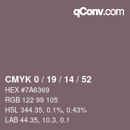 Color code: CMYK 0 / 19 / 14 / 52 | qconv.com