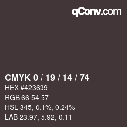 カラーコード: CMYK 0 / 19 / 14 / 74 | qconv.com