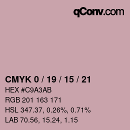 カラーコード: CMYK 0 / 19 / 15 / 21 | qconv.com