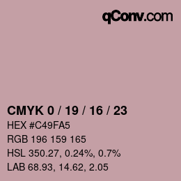 Farbcode: CMYK 0 / 19 / 16 / 23 | qconv.com