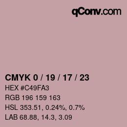 カラーコード: CMYK 0 / 19 / 17 / 23 | qconv.com