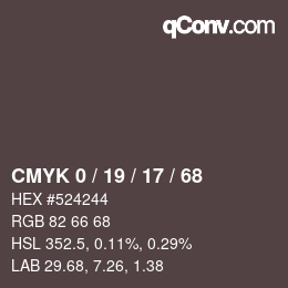 カラーコード: CMYK 0 / 19 / 17 / 68 | qconv.com