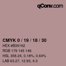 Code couleur: CMYK 0 / 19 / 18 / 30 | qconv.com