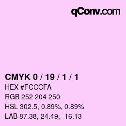 カラーコード: CMYK 0 / 19 / 1 / 1 | qconv.com