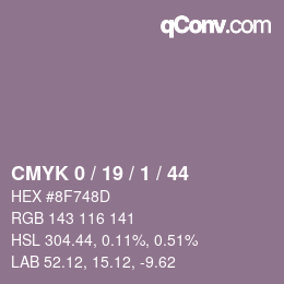 Color code: CMYK 0 / 19 / 1 / 44 | qconv.com