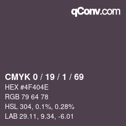 Color code: CMYK 0 / 19 / 1 / 69 | qconv.com