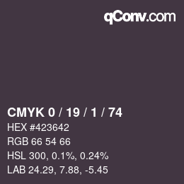 カラーコード: CMYK 0 / 19 / 1 / 74 | qconv.com