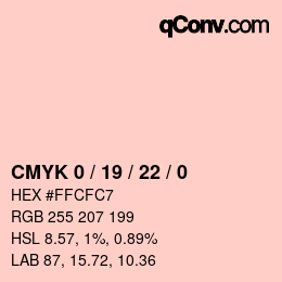 カラーコード: CMYK 0 / 19 / 22 / 0 | qconv.com