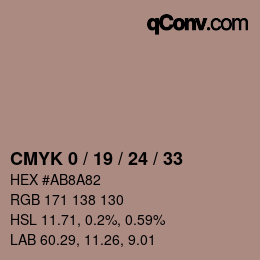 颜色代码: CMYK 0 / 19 / 24 / 33 | qconv.com