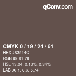 颜色代码: CMYK 0 / 19 / 24 / 61 | qconv.com