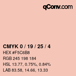 カラーコード: CMYK 0 / 19 / 25 / 4 | qconv.com