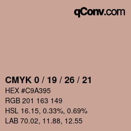 カラーコード: CMYK 0 / 19 / 26 / 21 | qconv.com