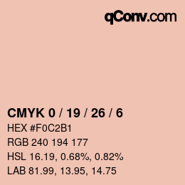 カラーコード: CMYK 0 / 19 / 26 / 6 | qconv.com