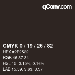 Color code: CMYK 0 / 19 / 26 / 82 | qconv.com