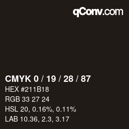 Color code: CMYK 0 / 19 / 28 / 87 | qconv.com
