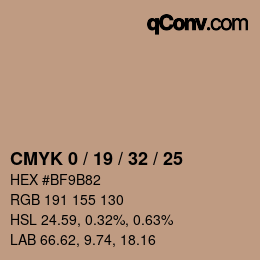 Farbcode: CMYK 0 / 19 / 32 / 25 | qconv.com