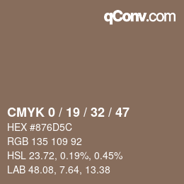 カラーコード: CMYK 0 / 19 / 32 / 47 | qconv.com