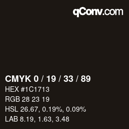 Color code: CMYK 0 / 19 / 33 / 89 | qconv.com