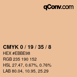 Color code: CMYK 0 / 19 / 35 / 8 | qconv.com