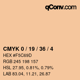 カラーコード: CMYK 0 / 19 / 36 / 4 | qconv.com