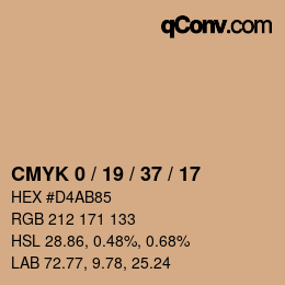 カラーコード: CMYK 0 / 19 / 37 / 17 | qconv.com