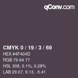 Código de color: CMYK 0 / 19 / 3 / 69 | qconv.com