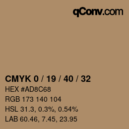 Color code: CMYK 0 / 19 / 40 / 32 | qconv.com