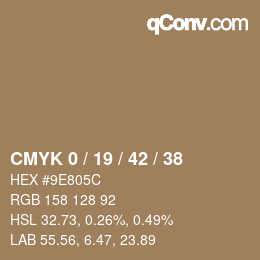 カラーコード: CMYK 0 / 19 / 42 / 38 | qconv.com
