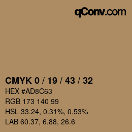 Farbcode: CMYK 0 / 19 / 43 / 32 | qconv.com