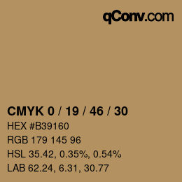 カラーコード: CMYK 0 / 19 / 46 / 30 | qconv.com