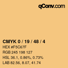 カラーコード: CMYK 0 / 19 / 48 / 4 | qconv.com