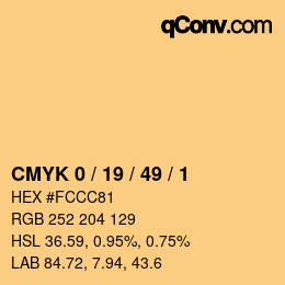 Color code: CMYK 0 / 19 / 49 / 1 | qconv.com
