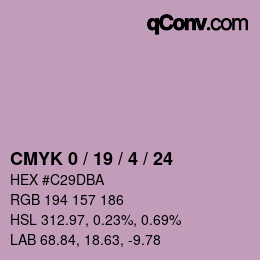カラーコード: CMYK 0 / 19 / 4 / 24 | qconv.com