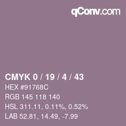 Color code: CMYK 0 / 19 / 4 / 43 | qconv.com