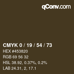 Farbcode: CMYK 0 / 19 / 54 / 73 | qconv.com