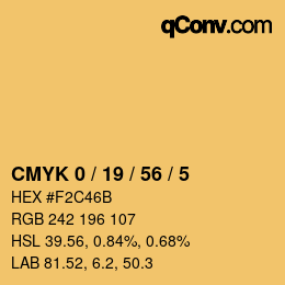 Farbcode: CMYK 0 / 19 / 56 / 5 | qconv.com