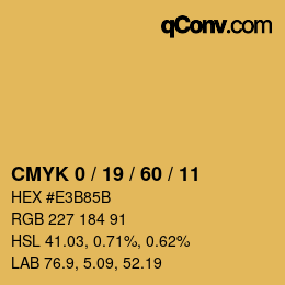 カラーコード: CMYK 0 / 19 / 60 / 11 | qconv.com