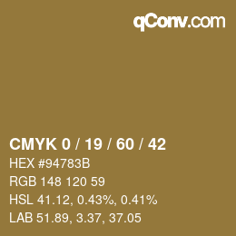 カラーコード: CMYK 0 / 19 / 60 / 42 | qconv.com