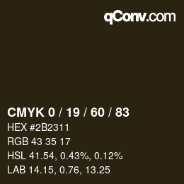 カラーコード: CMYK 0 / 19 / 60 / 83 | qconv.com