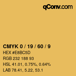 カラーコード: CMYK 0 / 19 / 60 / 9 | qconv.com