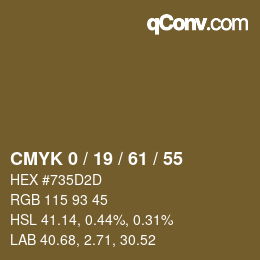 カラーコード: CMYK 0 / 19 / 61 / 55 | qconv.com
