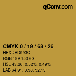 カラーコード: CMYK 0 / 19 / 68 / 26 | qconv.com