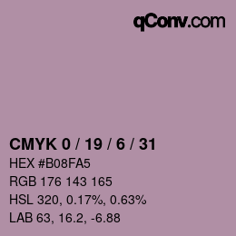 カラーコード: CMYK 0 / 19 / 6 / 31 | qconv.com