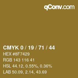Color code: CMYK 0 / 19 / 71 / 44 | qconv.com