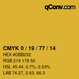 カラーコード: CMYK 0 / 19 / 77 / 14 | qconv.com
